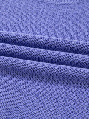 Plus size lavender knit sweater with subtle texture detail.