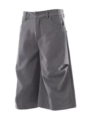 Men's Wide Leg Capris in Black, side view