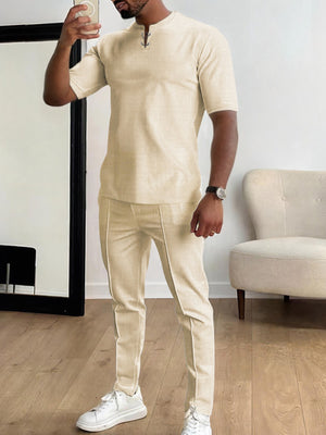 Men's Casual Short-sleeve Lounge Set Plus Size, close-up detail