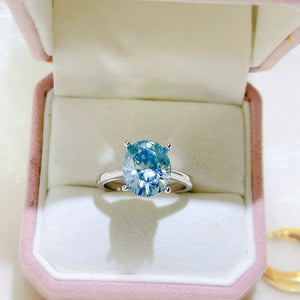 5 Carat 925 Sterling Silver Ring in Pastel Blue, front view