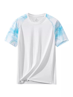 Men's Plus Size Color Block T-shirt in White, model styling view