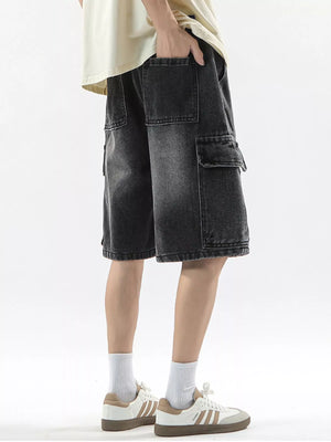 Men's Soot cargo shorts with drawstring waist and multiple pockets.