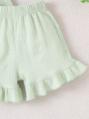 Children's Bow Tank And Shorts Set in Light Green, alternate angle