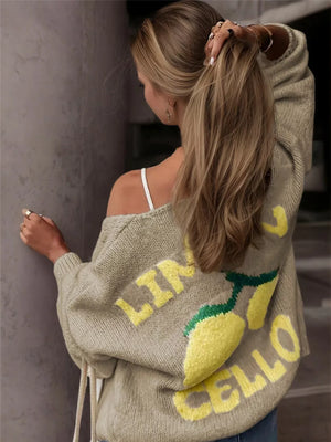 Lemon Button Up Cardigan in Khaki, side view