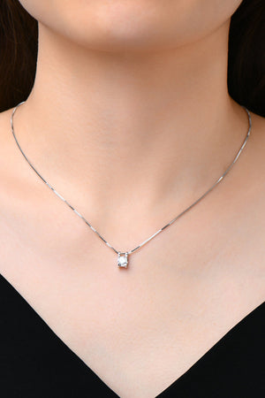 Silver cubic zirconia pendant necklace with a delicate box chain.