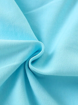 Baby blue cotton babydoll dress fabric detail