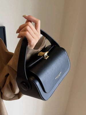 Pu Leather Flap Crossbody Bag in Pink, model styling view