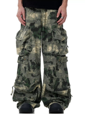 Men's Camouflage Loose Fit Cargo Pants in Camouflage, front view