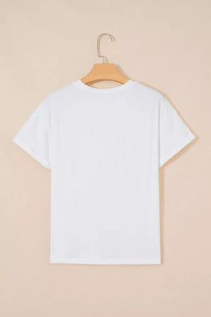 Coquette Cowgirl Elements Printed Relaxed Tee in White, model styling view