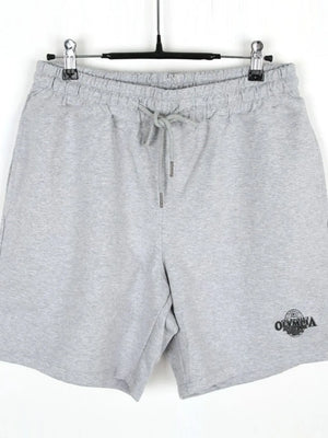 Gray jersey shorts with drawstring waist and Olympia logo detail