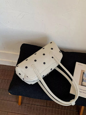 Polka Dot Small Shoulder Bag in Off-white, back view