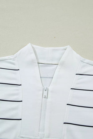 Stripe Color Block Zip V Neck Sleeveless Top, editorial view