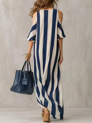Striped Cold Shoulder Maxi Dress, side view