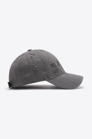Mid Gray distressed baseball cap with adjustable strap
