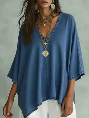 V-neck Batwing Sleeve T-shirt, alternate angle