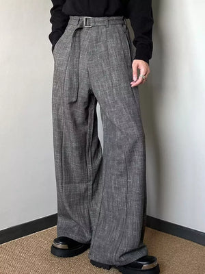 Men's charcoal heathered belted sweatpants with a relaxed fit and wide leg.