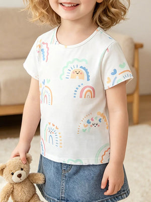 Children's Rainbow Print Short Sleeve T-shirt, front view