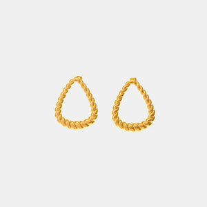 Gold teardrop earrings with rope texture detail