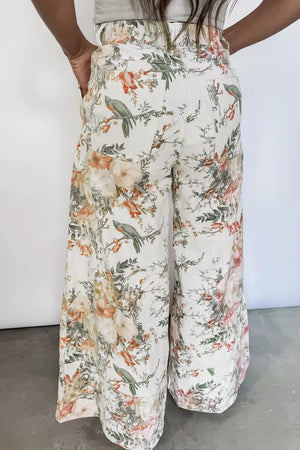 Vintage Floral Print High Waist Wide Leg Jeans, side view