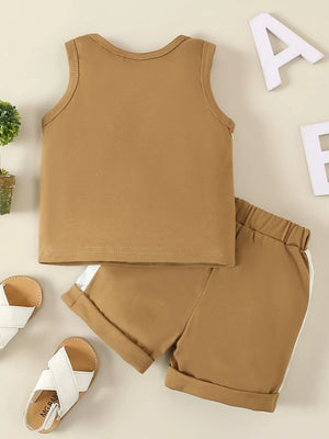 Children's Tank Top And Shorts Set in Light Green, fabric detail