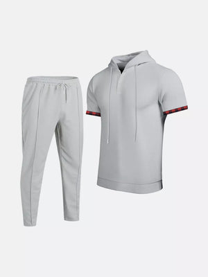 Men's Casual Short-sleeve Hoodie And Pants Set, front view
