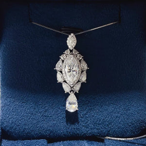 3 Carat 925 Sterling Silver Moissanite Pendant Necklace, close-up detail