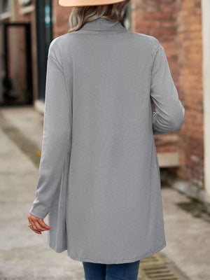 Open-front Dropped Shoulder Cardigan in Purple with dropped shoulder