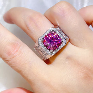 0.3 Carat Sterling Silver Geometric Solitaire Cocktail Ring, front view