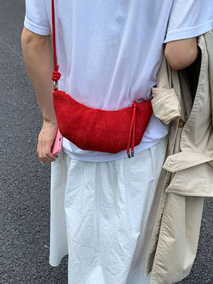 Spaghetti Strap Crossbody Bag in Yellow, model styling view