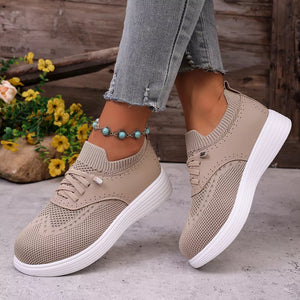 Round Toe Lace Up Sneakers in Pink, back view