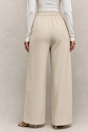 Asymmetrical Wrap Wide-leg Pants, close-up detail