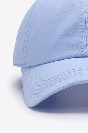 Sky blue canvas baseball cap with stitched details