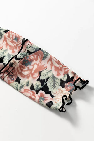 Multicolour Retro Floral Ruffle Tank Top in Floral, alternate angle