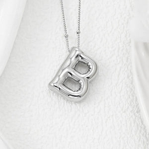 Silver initial B pendant necklace with beaded chain