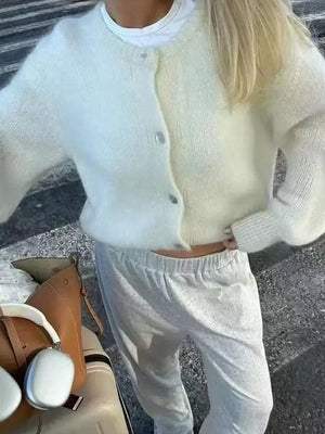 Ribbed Long-sleeve Top in Pink, side view
