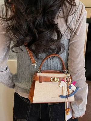 Pu Leather Crossbody Bag in Terracotta, front view