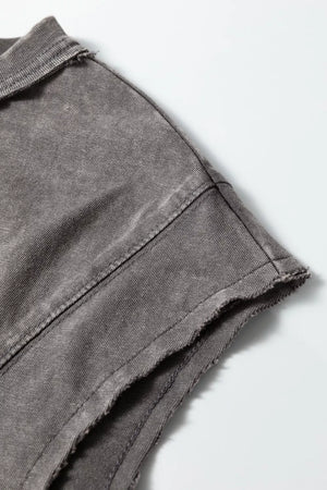 Relaxed mineral wash cotton tank top with raw hem detail.