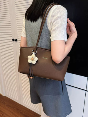 Pu Leather Shoulder Bag in Gray, model styling view