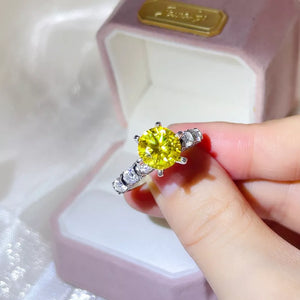 0.3 Carat Sterling Silver Solitaire Moissanite Ring, front view