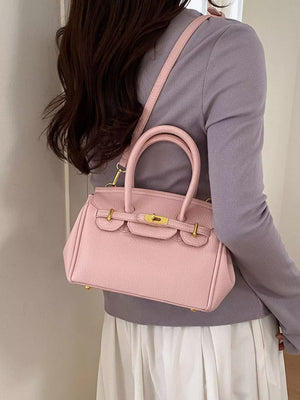 Pu Leather Mini Crossbody Bag in Grey, model styling view