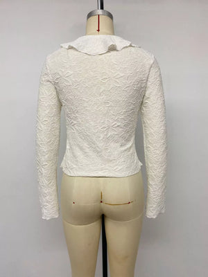 Ruffled Long-sleeve Tie-front Blouse, side view