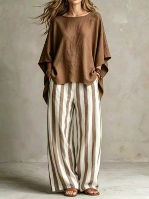 Solid Color Top And Pants Two-piece Set Plus Size, product detail