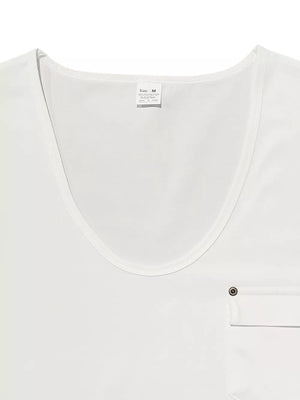 Men's Full Size V-neck Pocket T-shirt in Black, model styling view