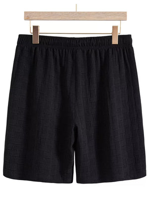 Men's Textured Drawstring Shorts in White, fabric detail