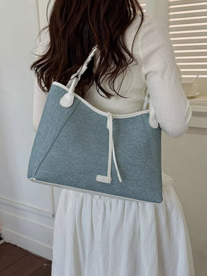 Casual Contrast Trim Shoulder Bag in Pastel Blue, back view