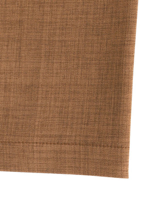 Brown wide leg jumpsuit with textured fabric detail