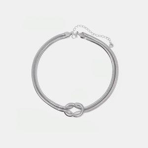 Silver herringbone knot choker necklace with 16K gold plating