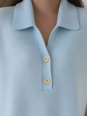 Full Size Button Detail Long Sleeve Sweater Plus in Orange-red, side view