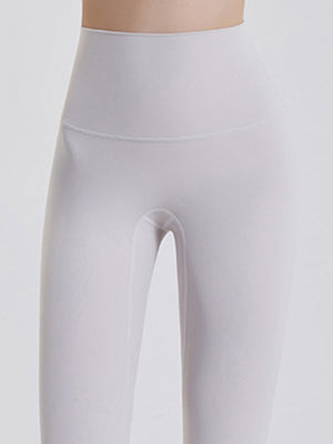 White FlexFit leggings with wide waistband and 7/8 length.
