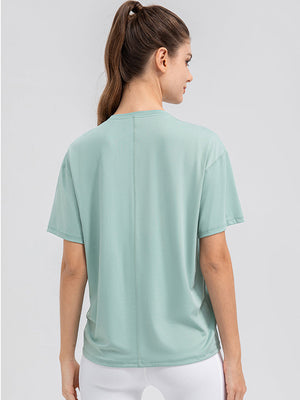 Seam Detail Performance Tee in Gum Leaf, a short-sleeve athletic top with a crew neck.